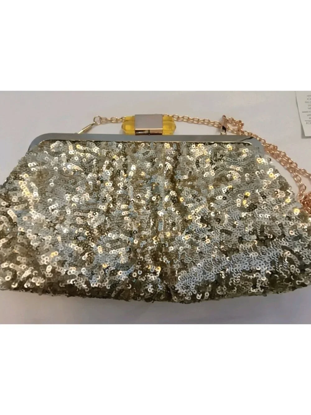Beautiful Gold sequin evening clutch bag by Sasha New York